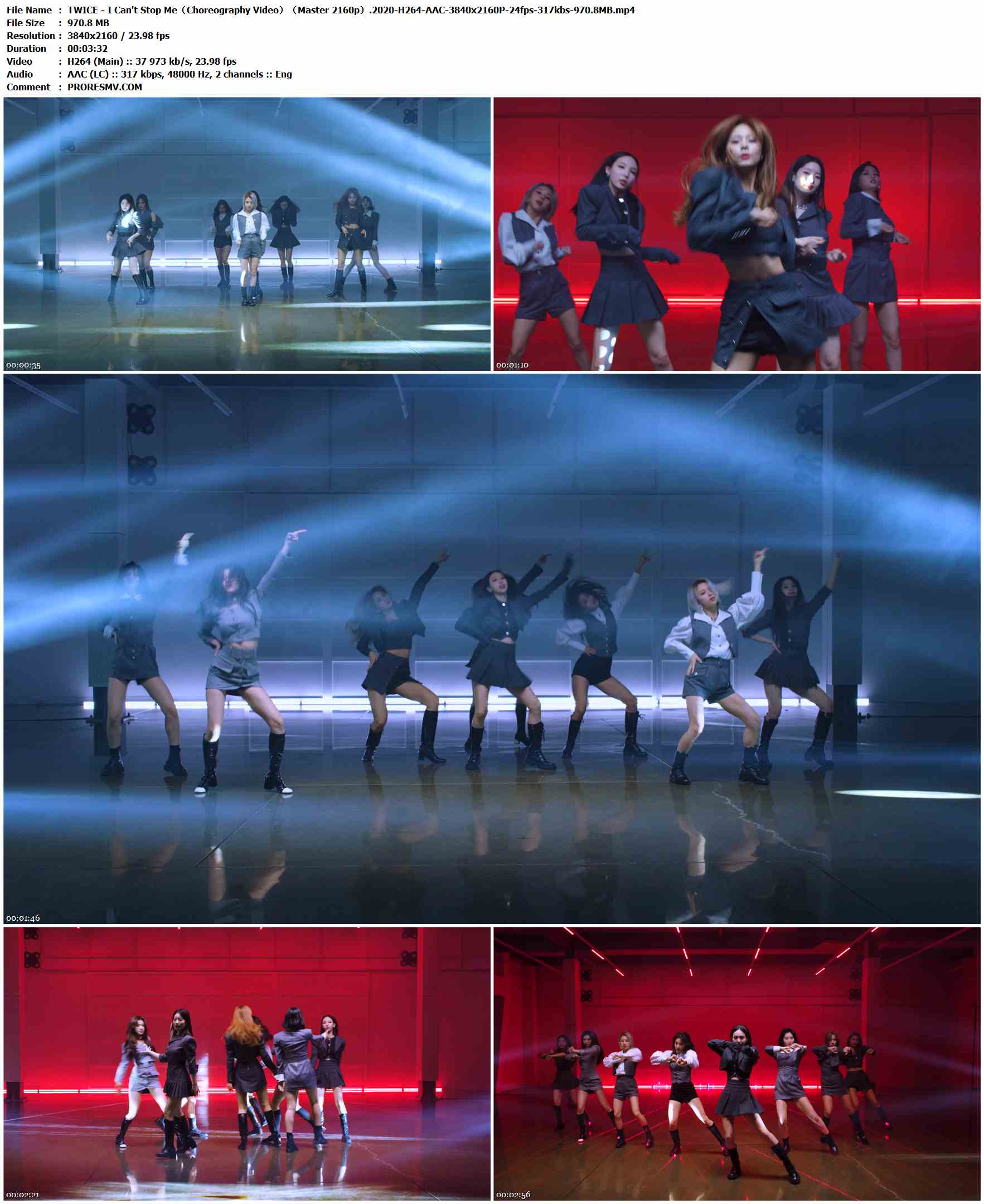 TWICE - I Can't Stop Me（Choreography Video）（Master 2160p）.2020-H264-AAC-3840x2160P-24fps-317kbs-970.8MB官方MV_高清MV